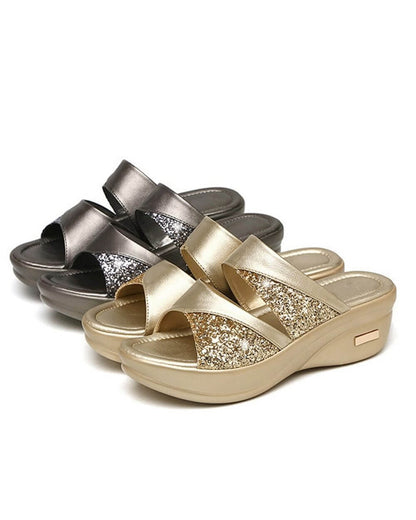 Josefina - Glitter Wedge Orthopedic Sandals - Stylish & Comfortable
