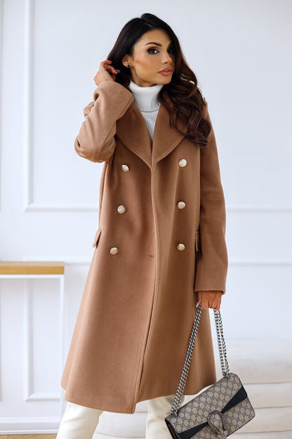 Zainra Adelina Women's Wool Double-Breasted Trench Coat for Winter Style